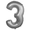 40 İNC -3- RAKAM GÜMÜŞ RENK BALON 100 CM