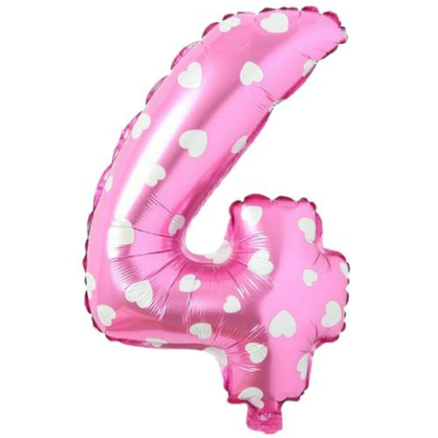 16 İNC -4- RAKAM PEMBE RENK BALON 36 CM