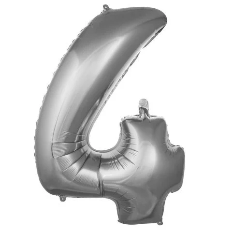 16 İNC -4- RAKAM GÜMÜŞ RENK BALON 36 CM