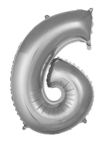 16 İNC -6- RAKAM GÜMÜŞ RENK BALON 36 CM