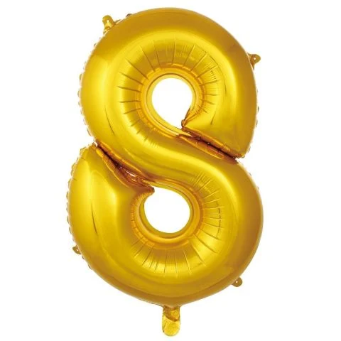 16 İNC -8- RAKAM GOLD RENK BALON 36 CM