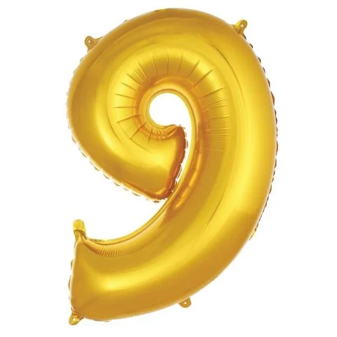 16 İNC -9- RAKAM GOLD RENK BALON 36 CM