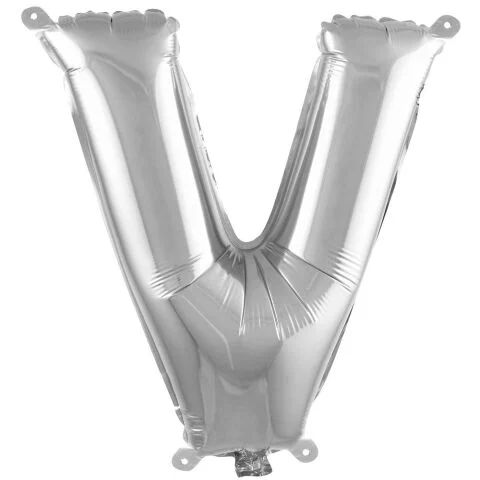 16 İNC -V- HARF GÜMÜŞ RENK BALON 36 CM