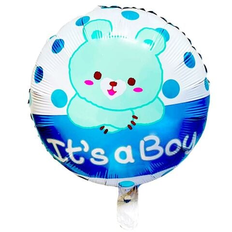 18 İNC YUVARLAK MAVİ AYICIK FOLYO BALON