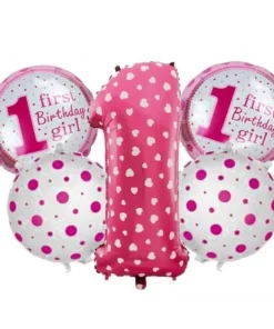 1 YAŞ PEMBE 5Lİ SET BALON