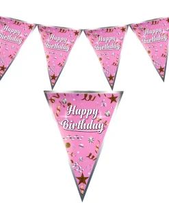 HAPPY BİRTHDAY PEMBE ÜÇGEN FLAMA