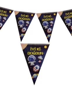 UZAY TEMALI İYİKİ DOĞDUN ÜÇGEN FLAMA